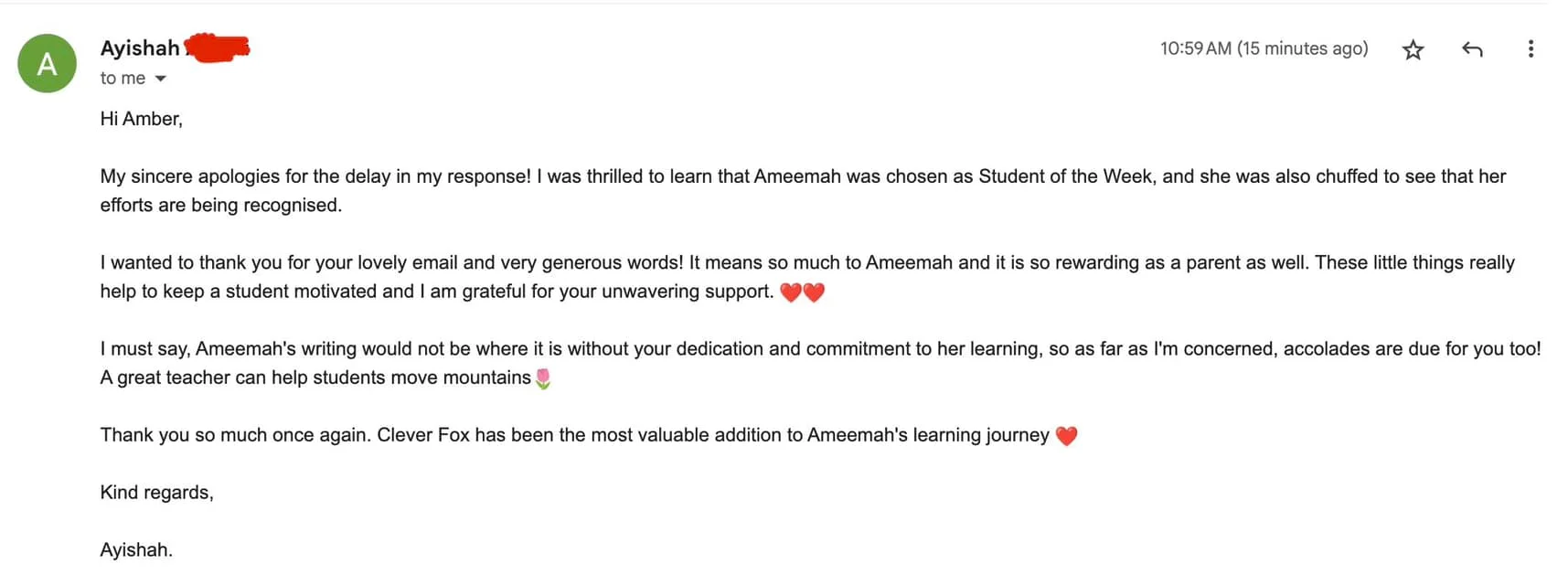 Ameemah is Student of the Week!