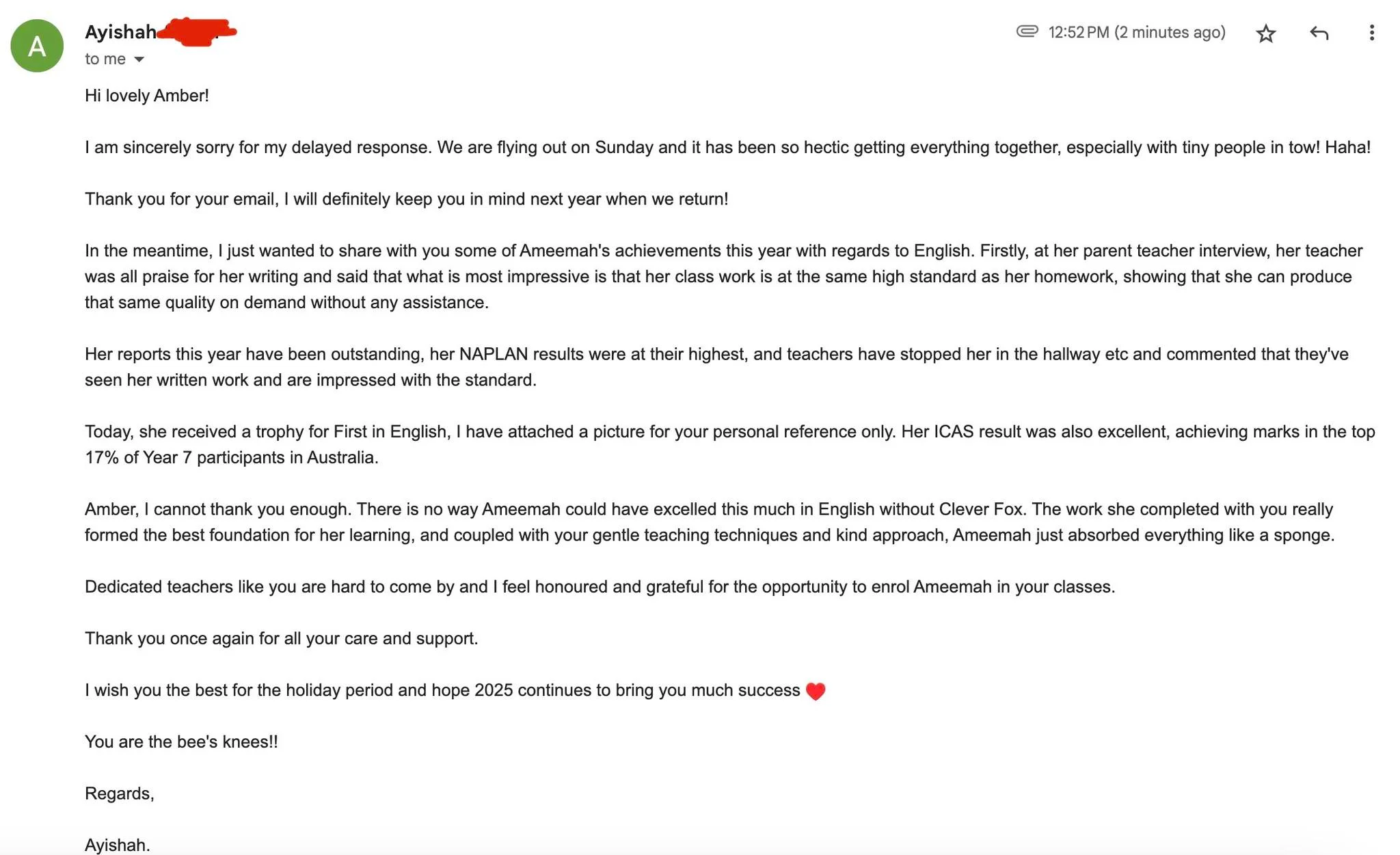 Appreciative Email!