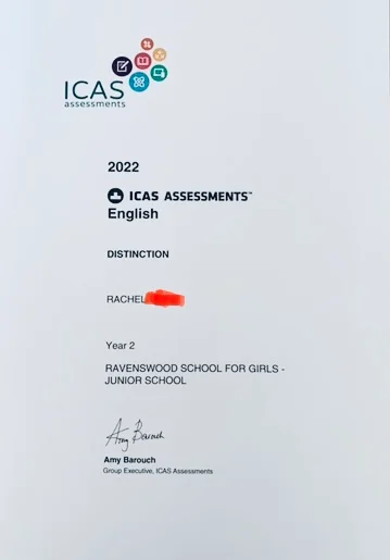 Distinction ICAS English!
