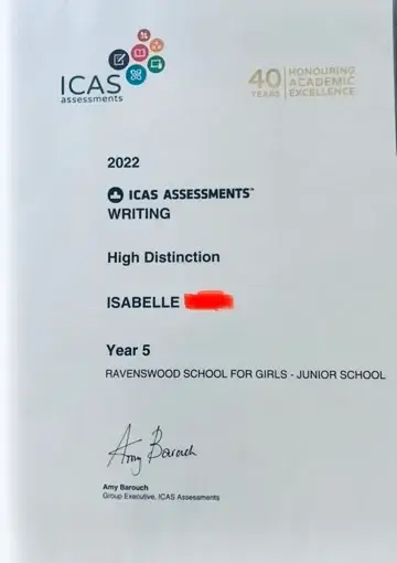 Isabelle High Distinction ICAS