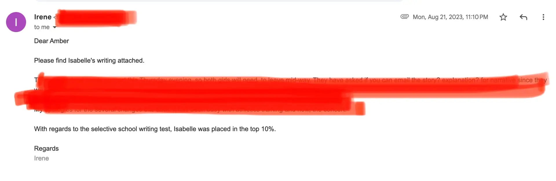Isabelle top 10% writing