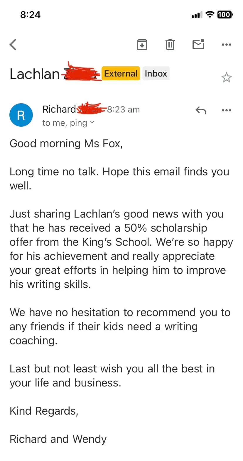 King's School Scholarship!