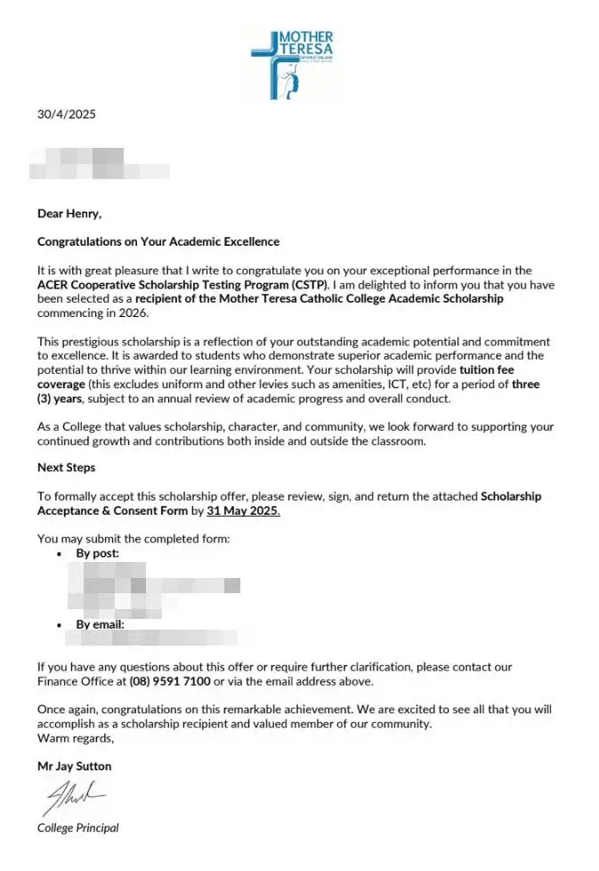 Scholarship formal letter!