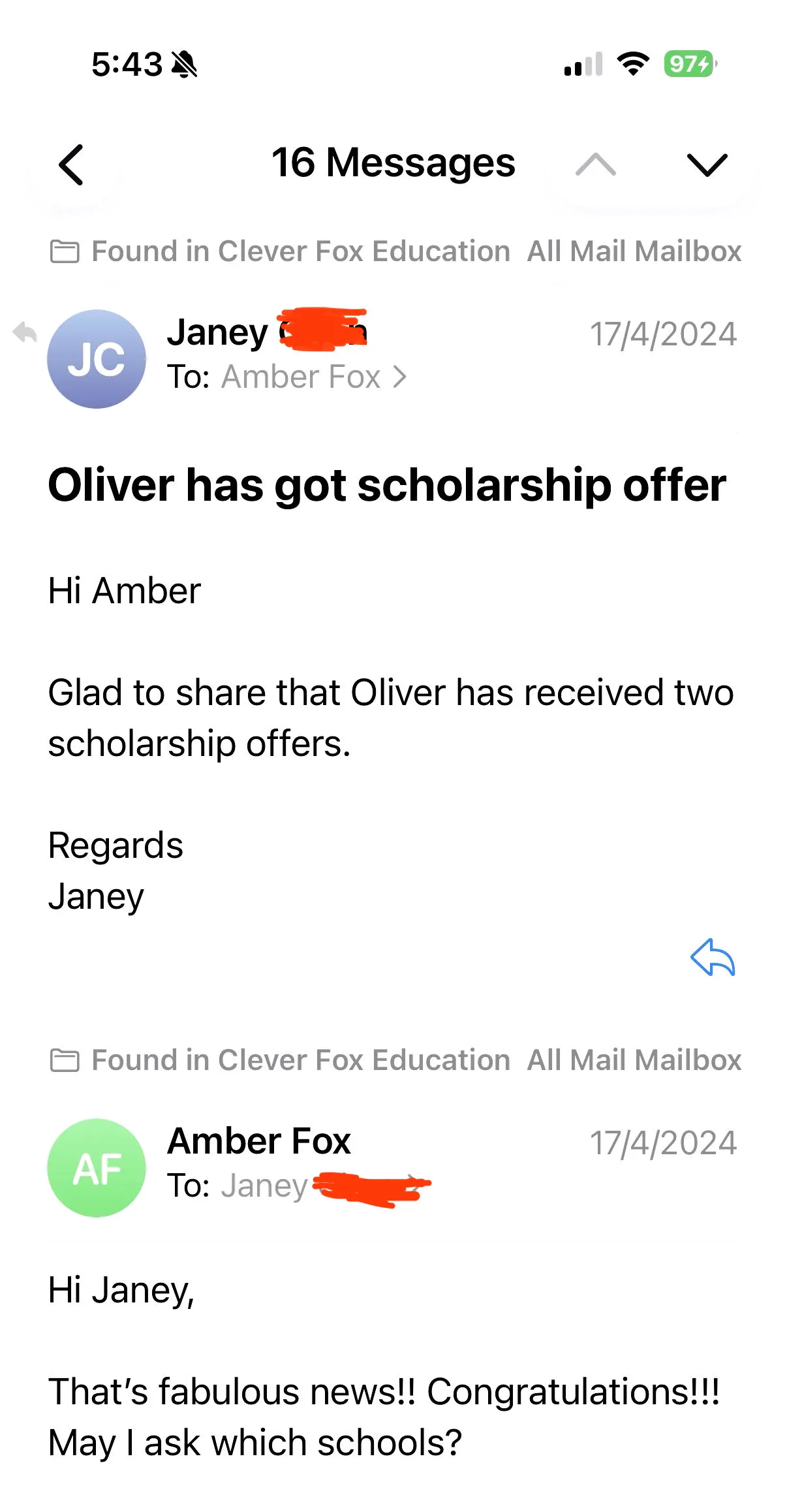 Clever Fox student success rates — 90% selective school entry