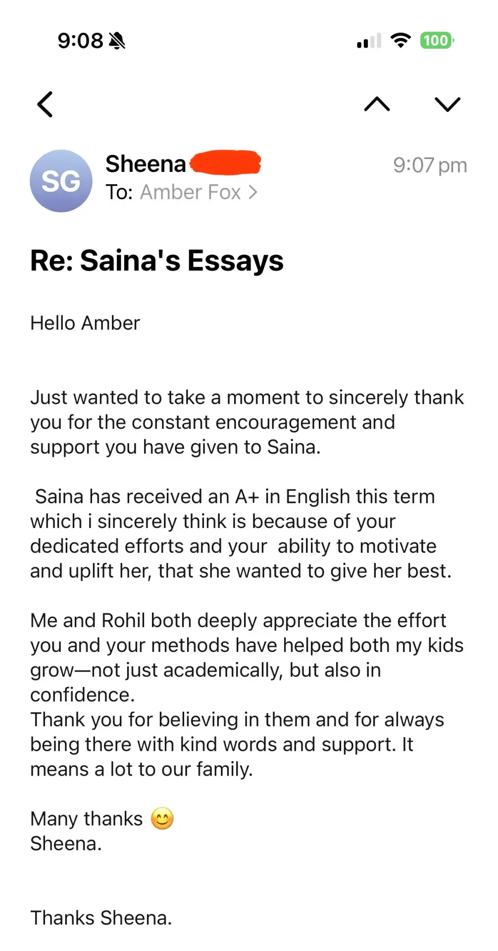 A+ in Year 7 English!